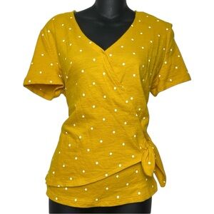 Old Navy Yellow Polka Dot Wrap Top NWOT Small Coastal Boho